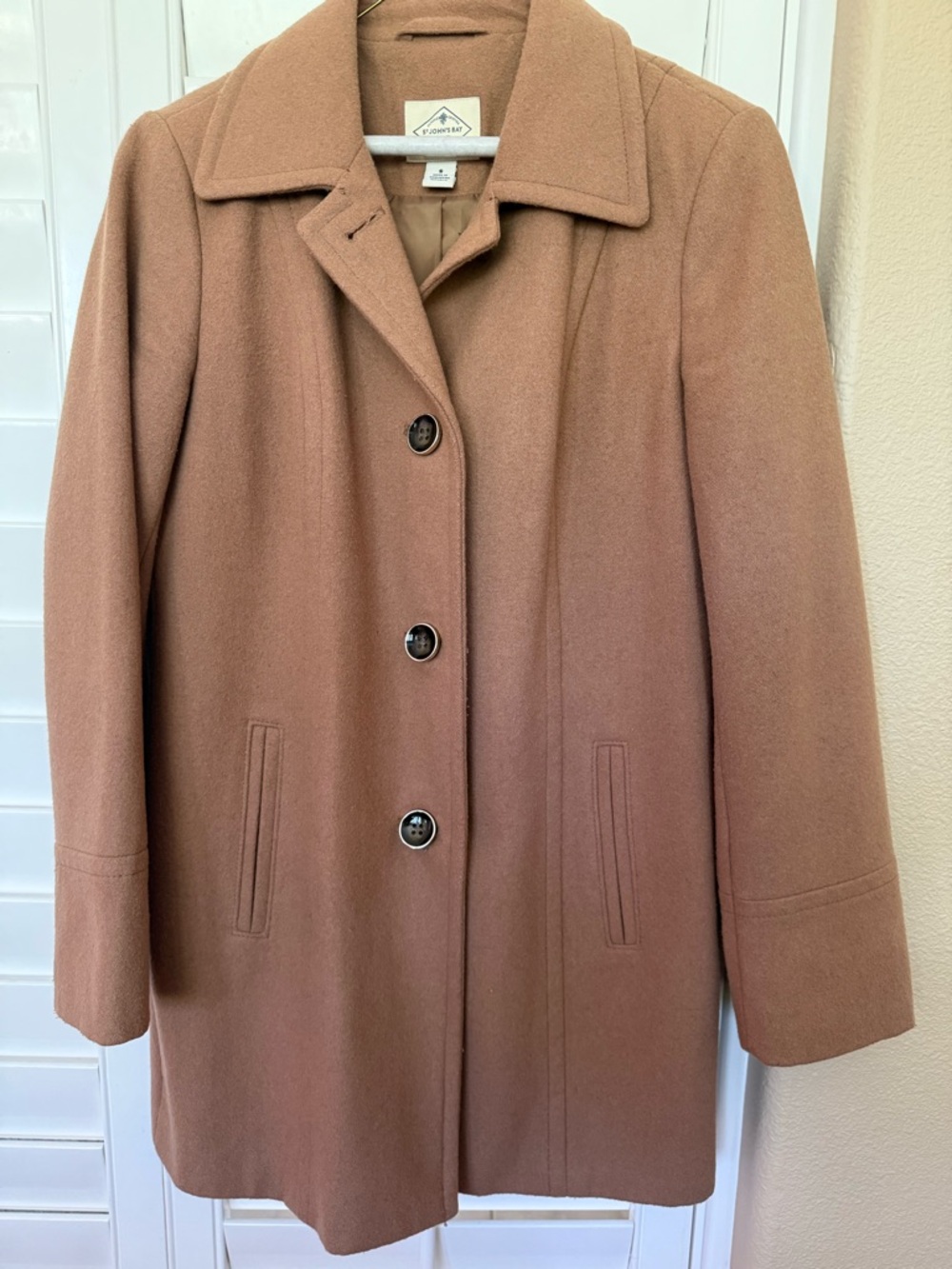 St. John's Bay Women's Tan Wool-Blend Pea Coat